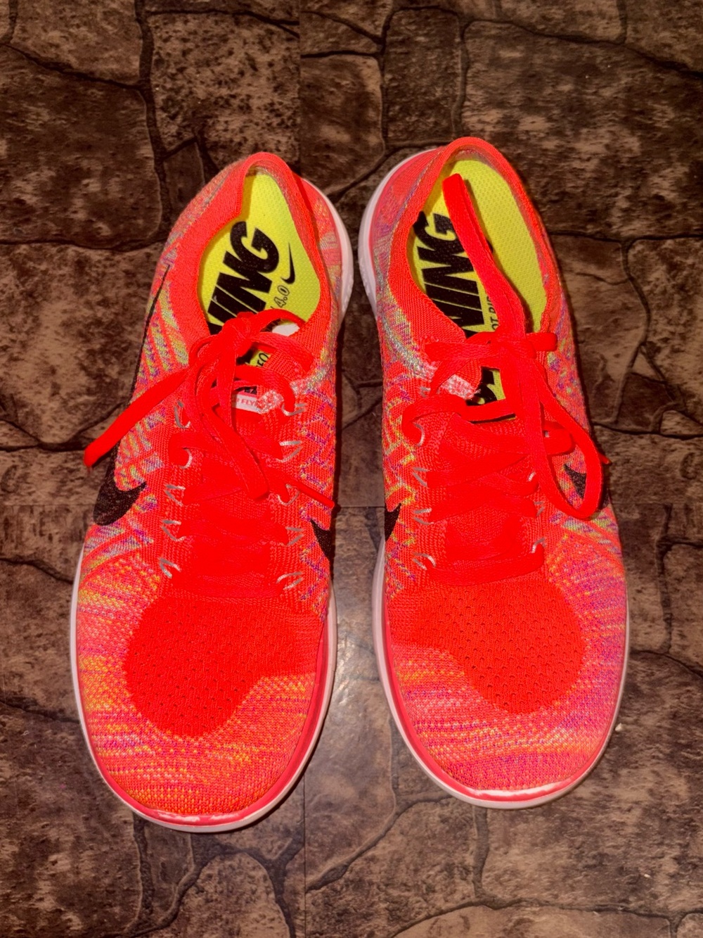 Nike Women’s Free Run 4.0 Flyknit Running Shoes - Bright Cora